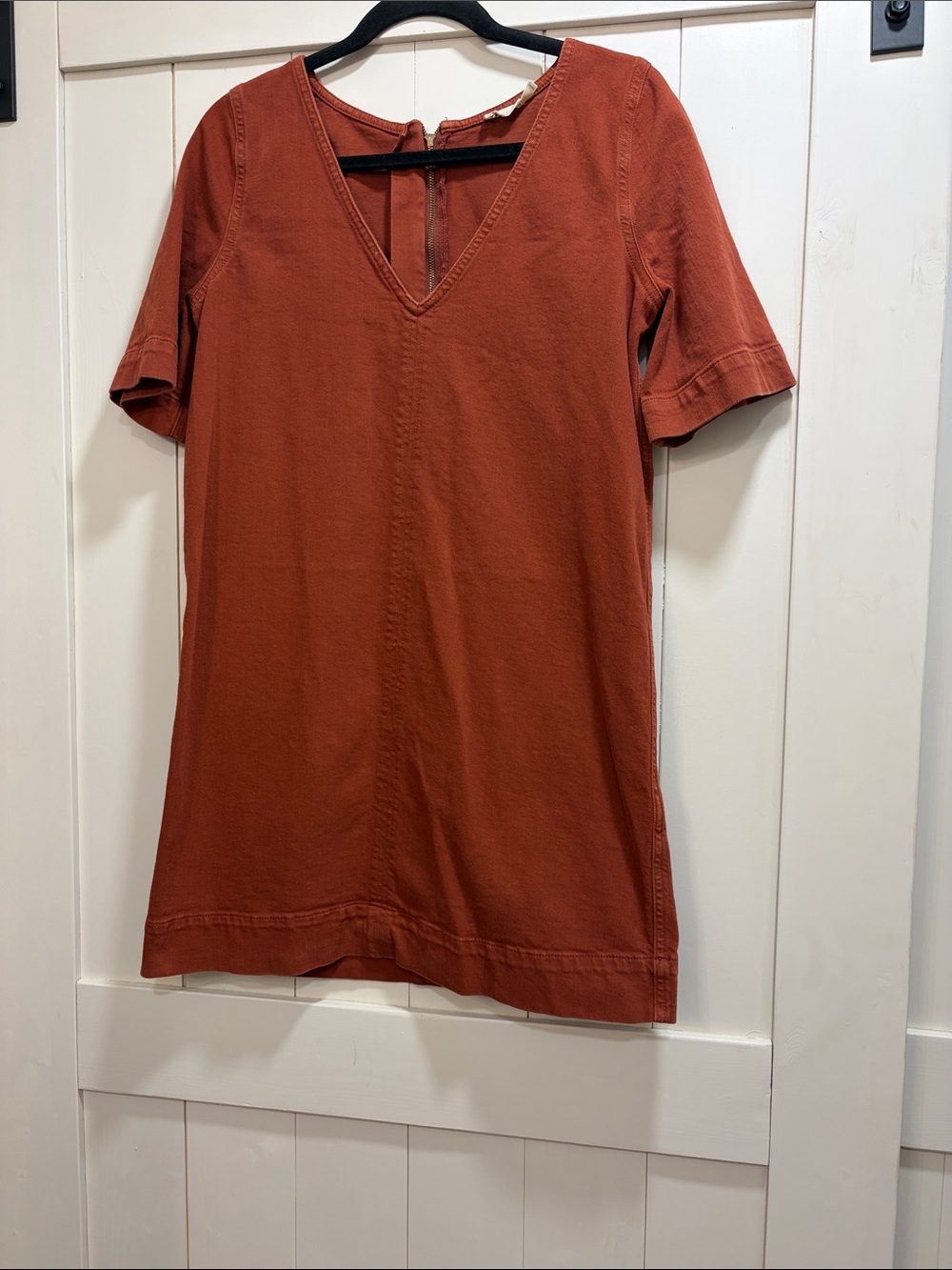 Womens V-Neck Short Sleeve tunic in Rust